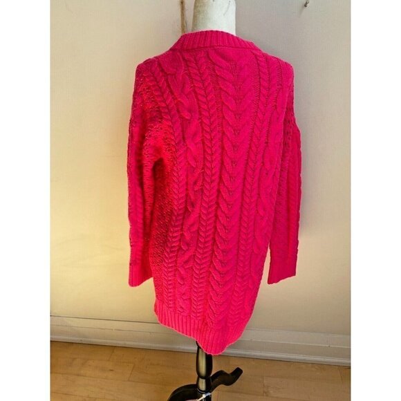 ALICE + Olivia BNWOT Womens "Lennie" Cable Sweater Mini Dress Small Bright Pink - Picture 5 of 8